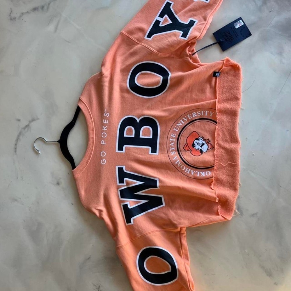 Gameday Social OSU Cowboys Cropped Crewneck GO POKES WBO Sz L NWT - Picture 4 of 8